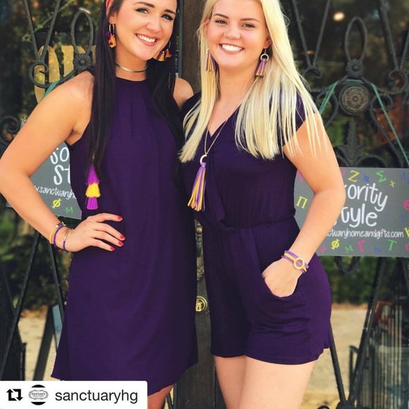 Blue and Orange Tassel Hoop Earrings - Picture 9 of 11